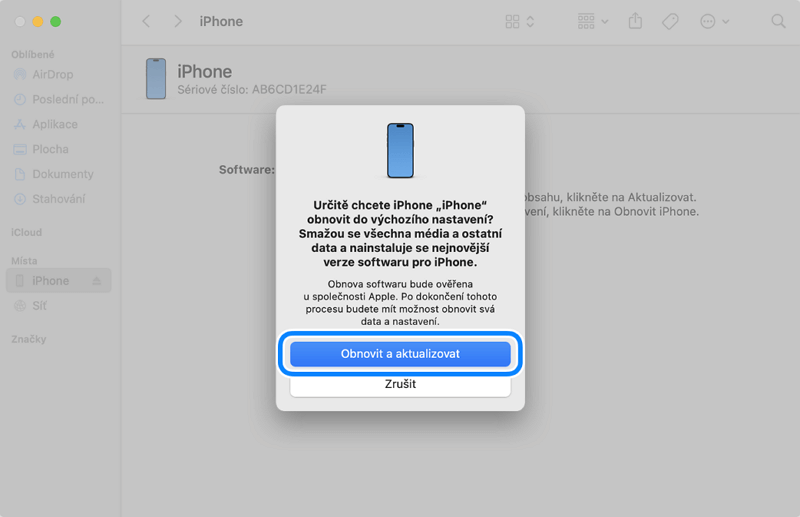 Oprava nedostupného iPhonu pomocí iTunes