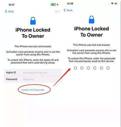 Zadejte přístupový kód k odemknutí iPhonu zamčeného vlastníkem