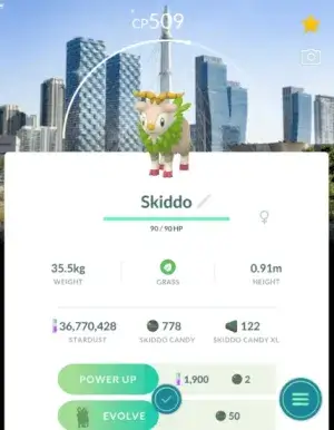 lesklý Skiddo Pokemon Go