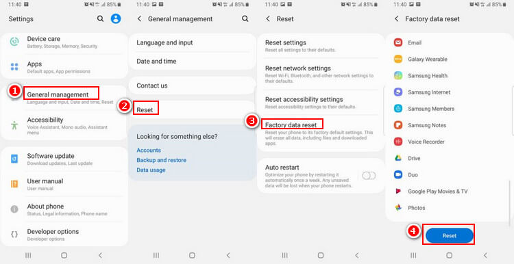 Resetujte telefon do továrního nastavení