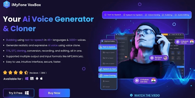 rozhraní generátoru hlasu AI VoxBox