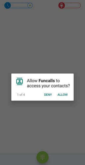 povolení přístupu ke kontaktům ve Funcalls