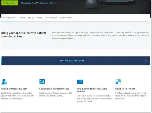 Azure převod textu na hlas celebrit