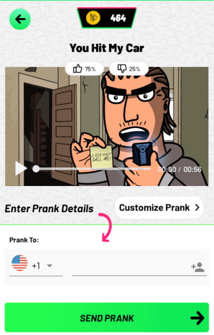 volání v Prank Dial