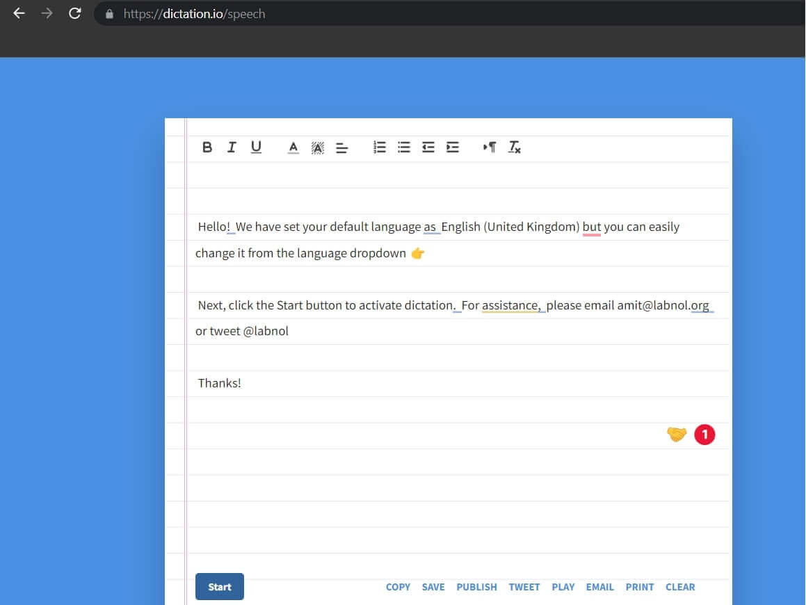 dictation.io, převod řeči na text online