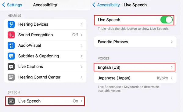 iPhone　 Výběr osobního hlasu