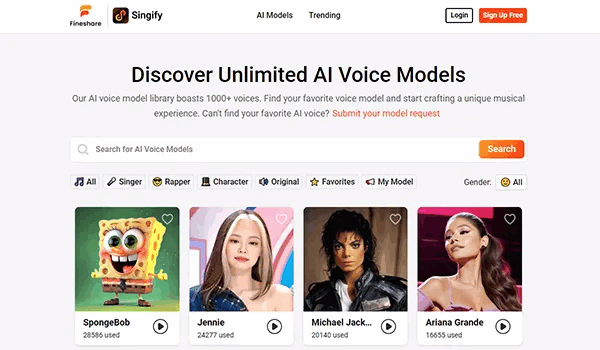 Singify AI zpívající rozhraní