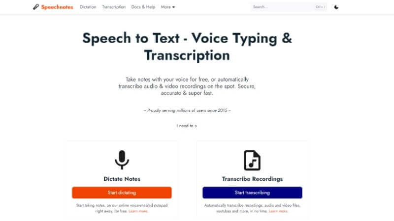 speechnotes převod řeči na text
