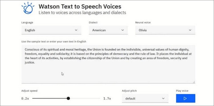 Watson Text-to-Speech，konverze textu na řeč pomocí goku