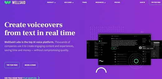 Wellsaidlabs AI dabingový nástroj
