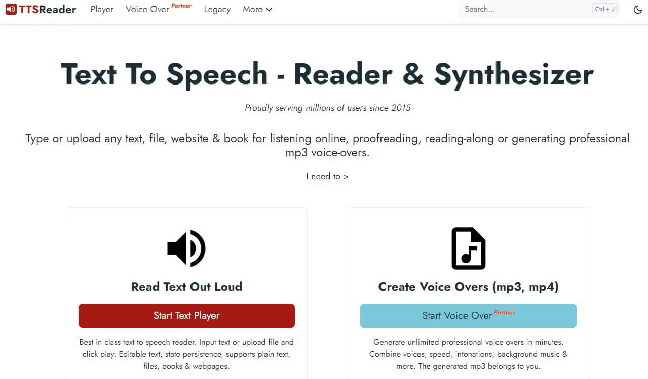TTSReader, převod textu na řeč česky online zdarma
