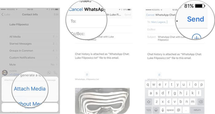 Odeslat iOS WhatsApp zálohu na počítač přes email