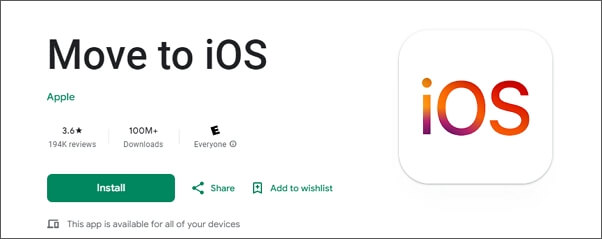 Stažení Přejít na iOS na Androidu