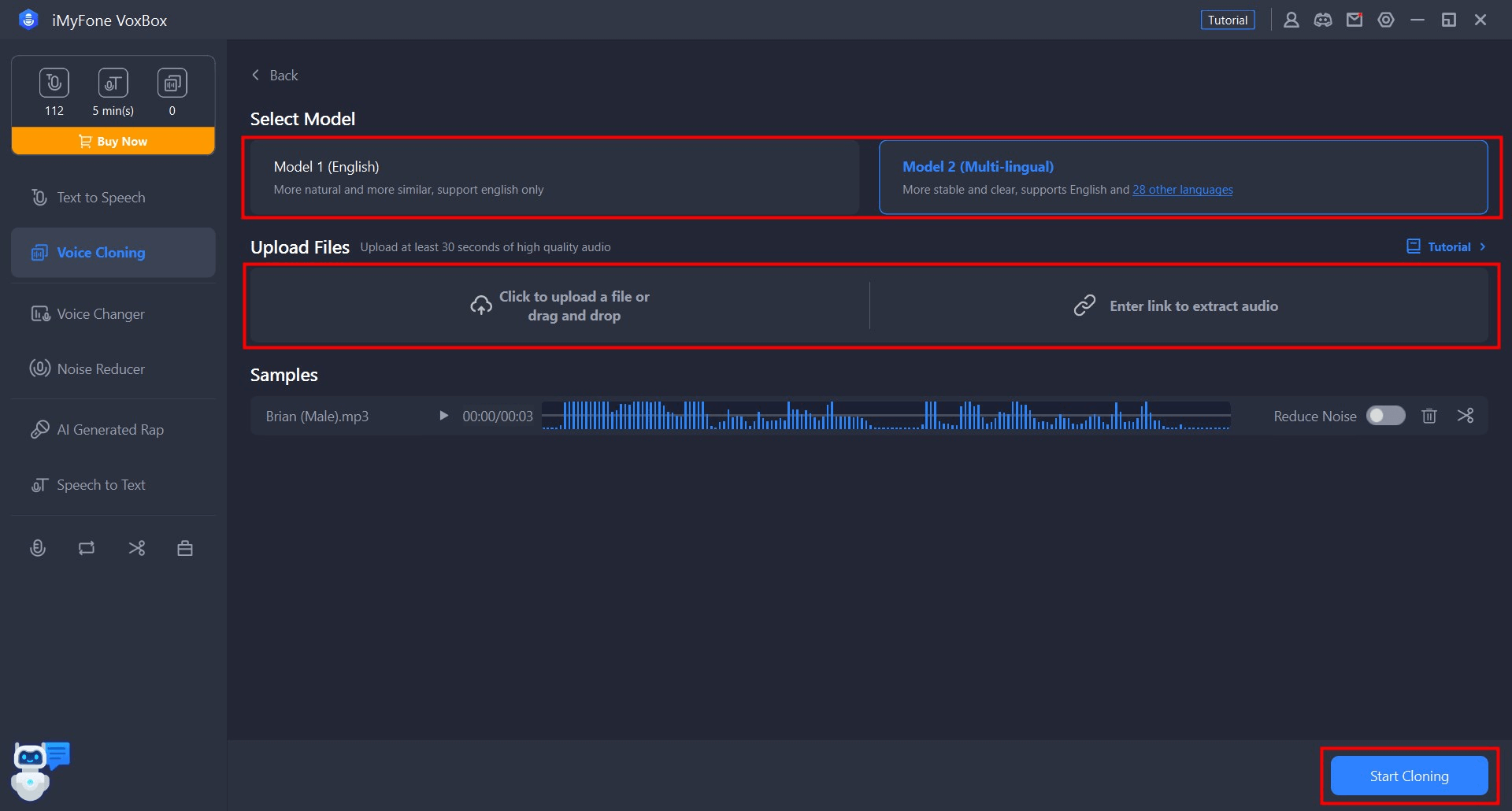 Stáhnout zvukový soubor, naklonovat hlas