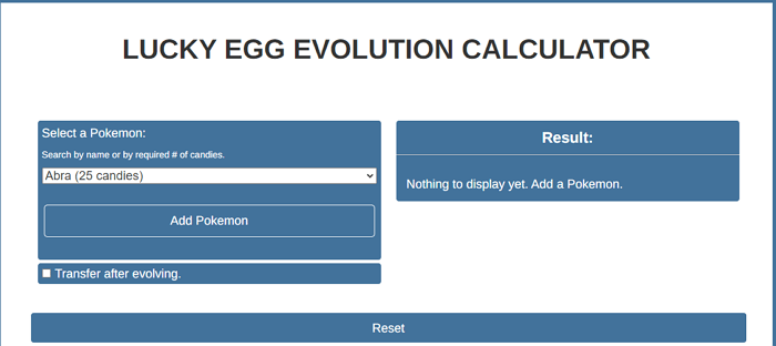 Lucky Egg Evolution Calculator