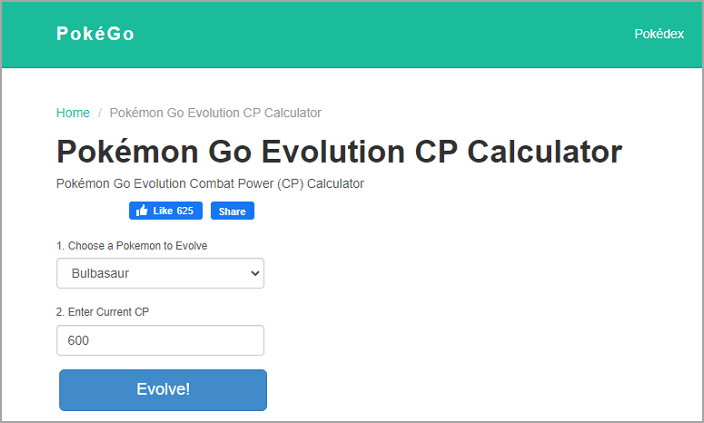 Pokémon Go Evolution CP Calculator