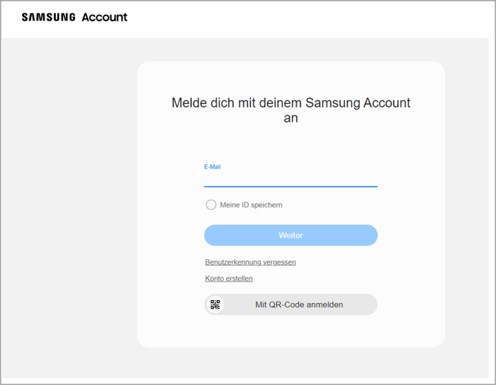 melden Sie sich bei Samsung Account Website