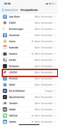 Lovoo Standort Zugriff auf iPhone einstellen
