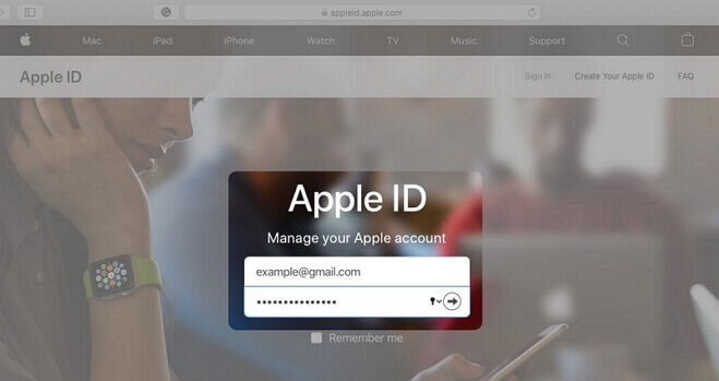 Melden Sie sich mit Ihrer Apple ID auf der offiziellen Website an