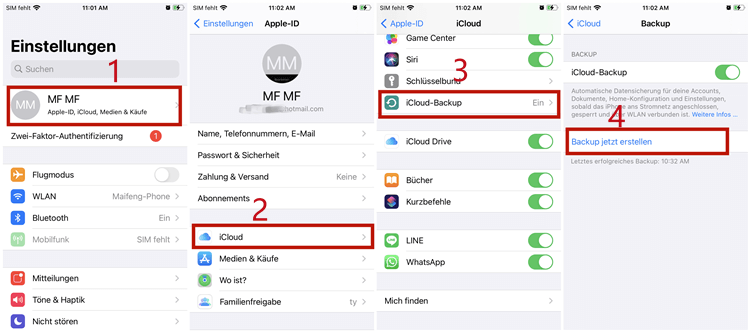 iPhone-Daten mit iCloud sichern