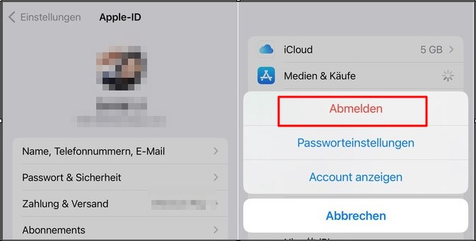 Von Ihrer Apple-ID abmelden