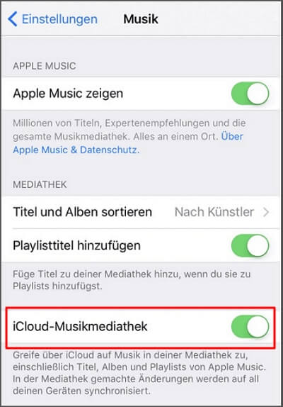 iCloud-Musikmediathek aktivieren