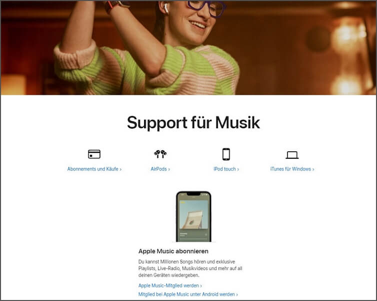 Apple Support fÃ¼r Musik