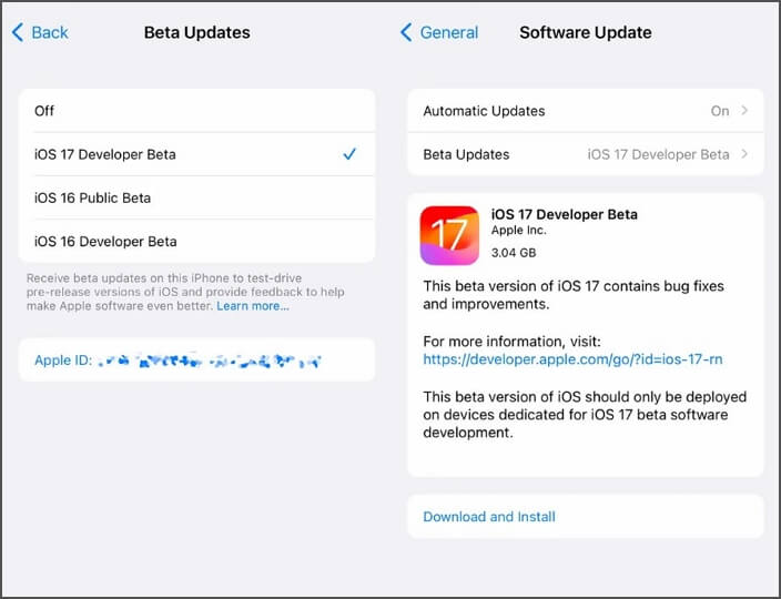 iOS 17 Beta holen