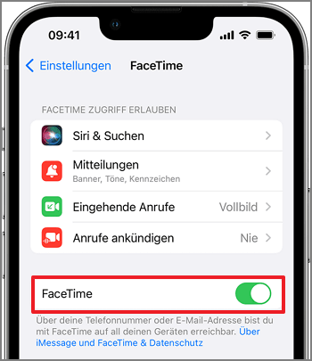 Anmeldung Apple ID nicht möglich FaceTime abschalten