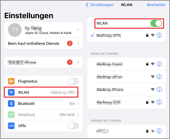 iphone update Ã¼berprÃ¼fen hÃ¤ngt WLAN aus- und wieder einschalten