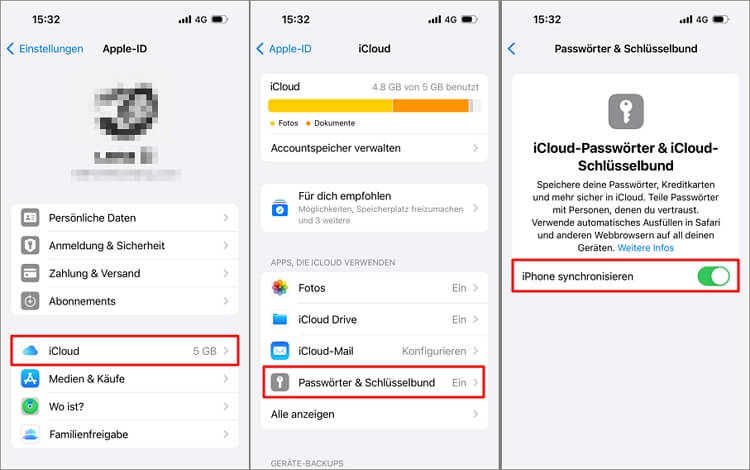 WLAN Passwort auf iPhone anzeigen-iCloud-Schlüsselbund aktivieren