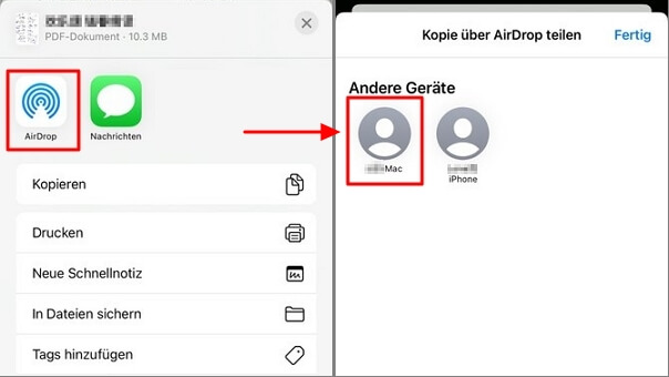 iphone-Backup mit AirDrop auf den Mac