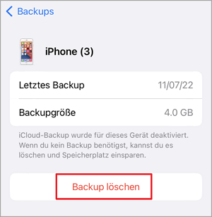 Backup löschen iPhone iCloud Speicher leeren