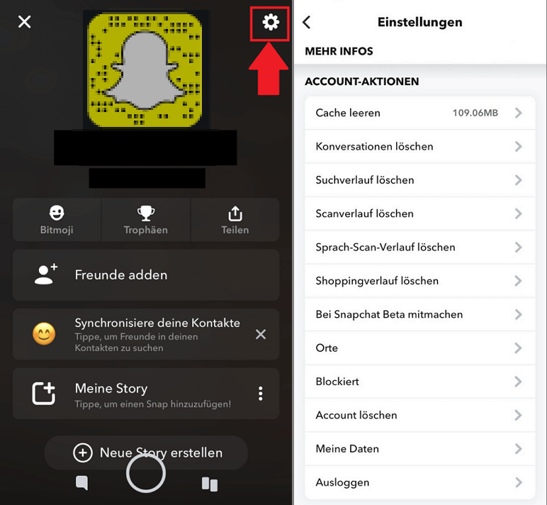Snapchat 2 Accounts iPhone über App abmelden