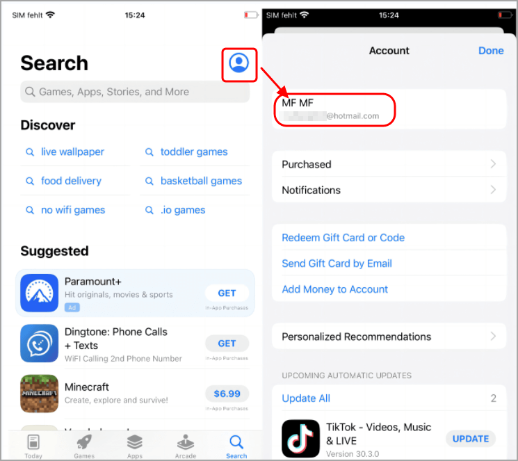 Apple ID per App Store herausfinden