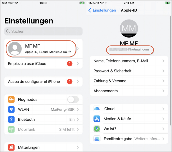 Überprüfen der Apple-ID auf Ihrem iPhone