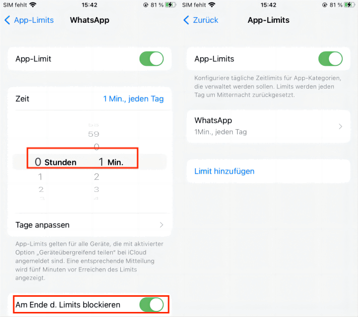 apps sperren iphone mit bildschirmzeit app limits