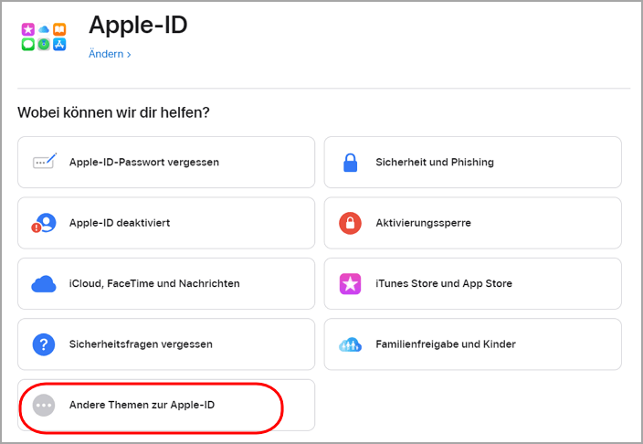 Andere Themen zur Apple ID