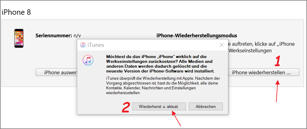 iphone konnte nicht wiederhergestellt werden iPhone mit iTunes wiederherstellen