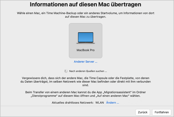 Informationen auf diesen Mac übertragen