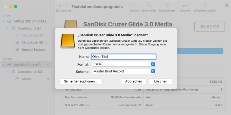 Mac externe Festplatte formatieren
