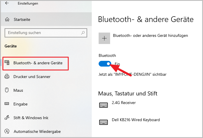 Bluetooth in PC oder Windows öffnen