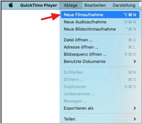 durch QuickTime Player iPhone auf Mac übertragen