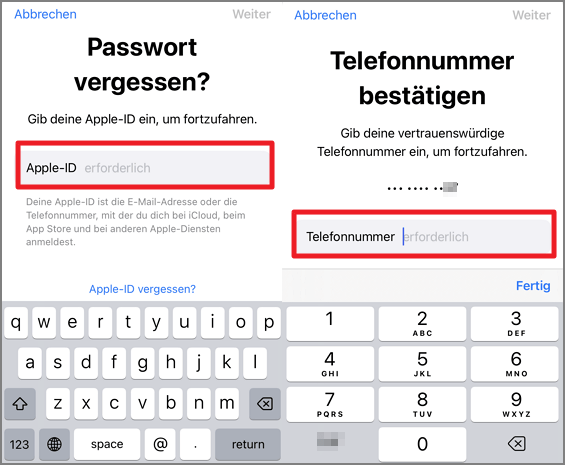 Apple ID Passwort vergessen und über anderes Gerät zurücksetzen 