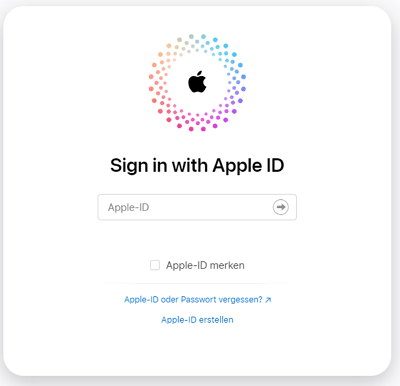 Mit Apple ID auf iCloud.com anmelden