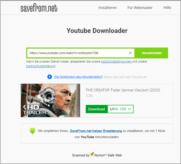 SaveFrom.net YouTube Downloader online