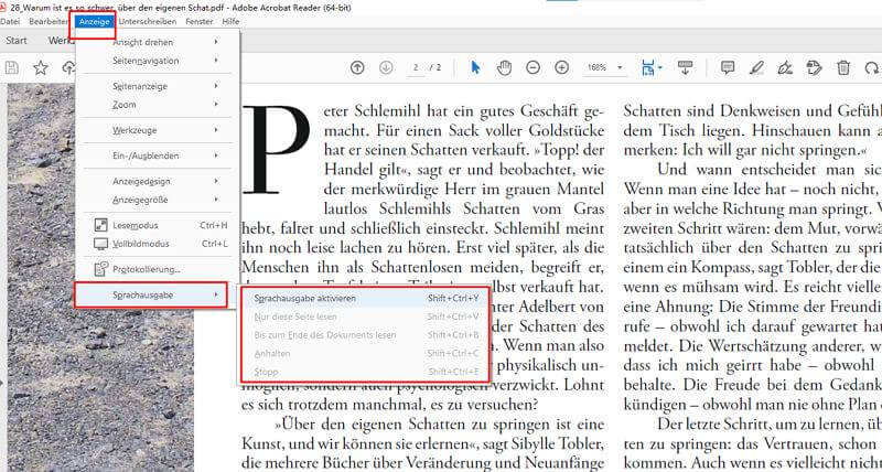 Acrobat Reader PDF vorlesen