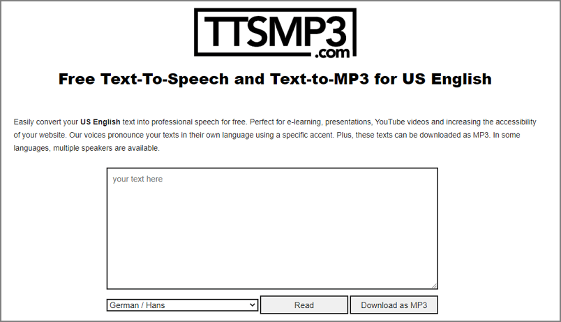 TTSMP3 text-to-speech deutsch