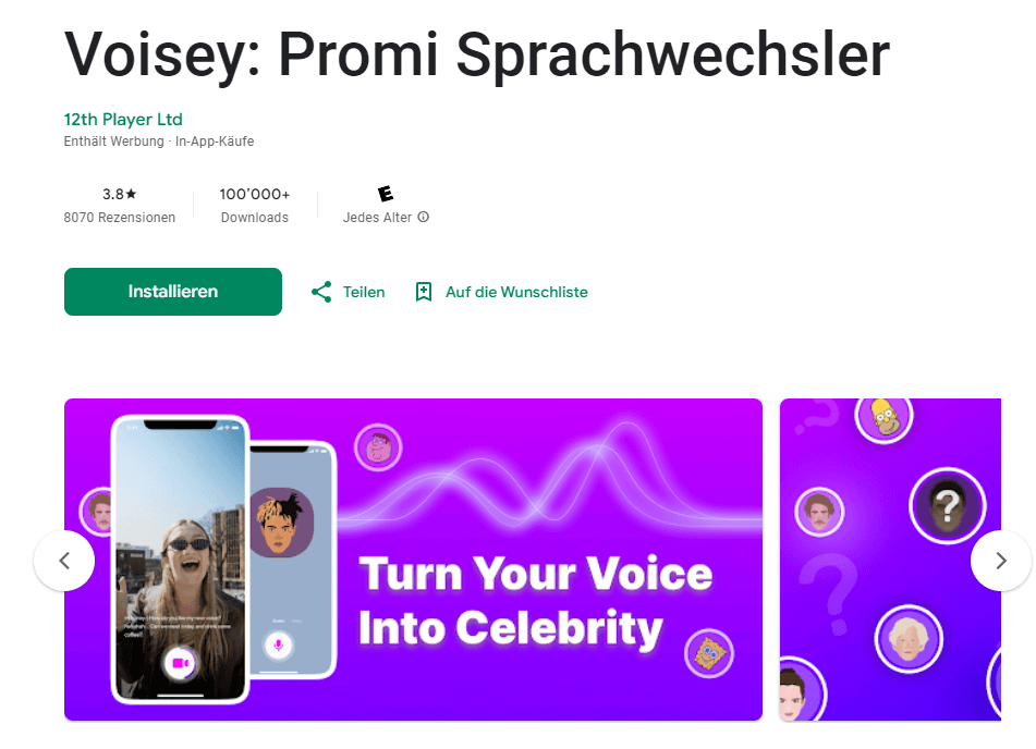 Voisey promi stimmen imitator app