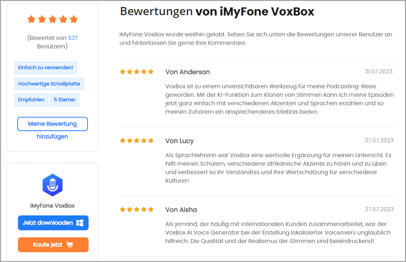 iMyFone VoxBox Nutzerbewertungen